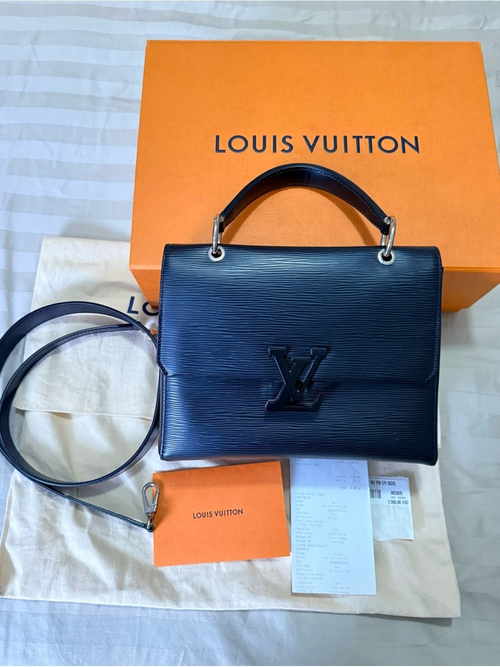 Louis Vuitton Grenelle PM Black Epi Leather Satchel with Top Handle